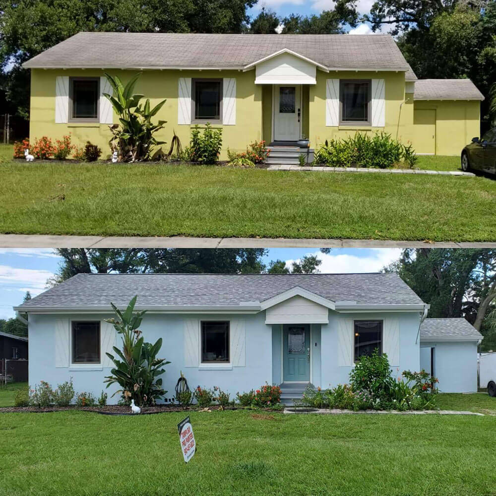 Freshly painted home exterior in Tampa Bay by Tampa Bay Pro Painters